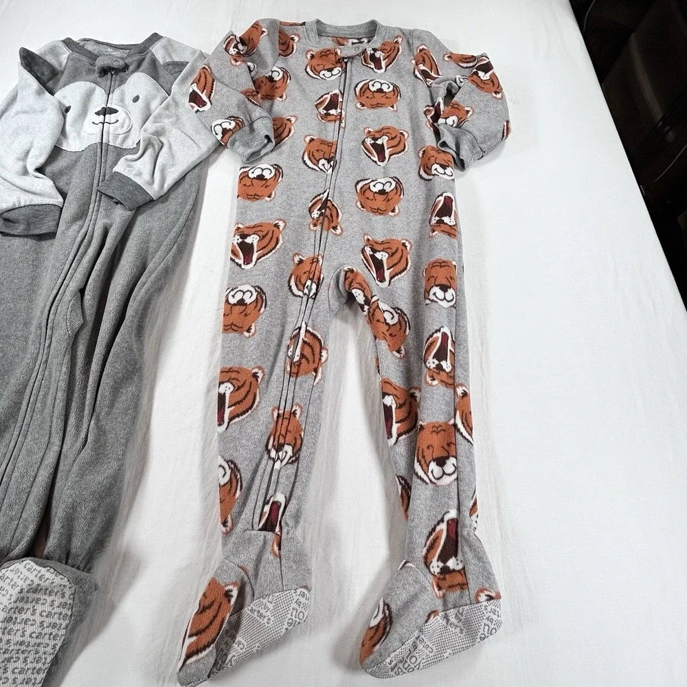 4 Boys Footie Pajamas Sleepwear 3T Carters Reindeer Tiger Sea Animal
